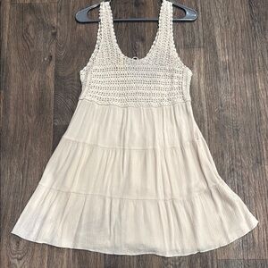 Cream Sleeveless Crochet Dress